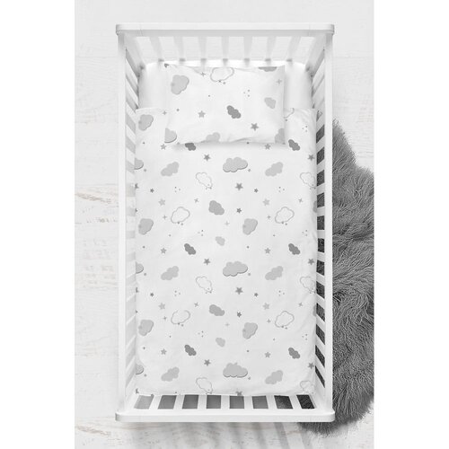 Mijolnir Bijela dječja posteljina za dječji krevetić od renforce pamuka 100x150 cm Bulut – Cijene