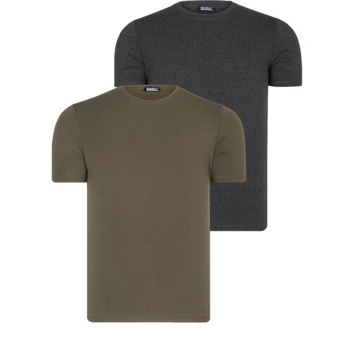 Dewberry DUAL SET T8569 BIKE COLLAR MENS T-SHIRT-ANTHRACITE-KHAKI Slike