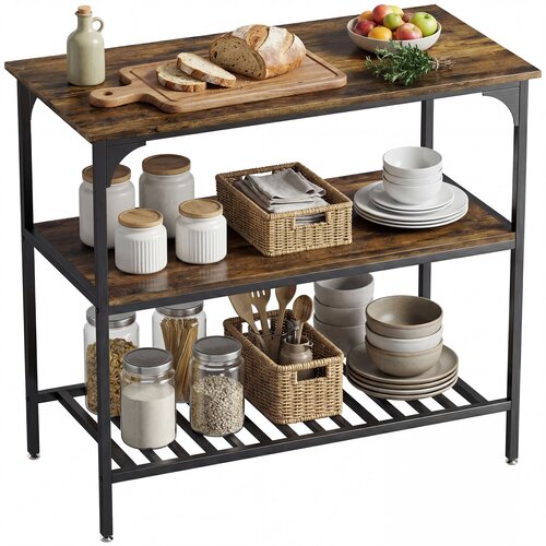 HOMCOM kuhinjski regal iverna plo&scaron;ča, jeklo 100D x 50&Scaron; x 90V cm rustikalno rjava, (5000242503) Cene