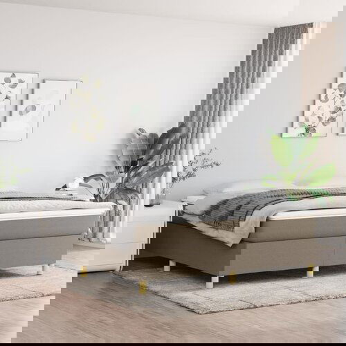 VidaXL Box spring postelja z vzmetnico taupe 180x200 cm blago Slike