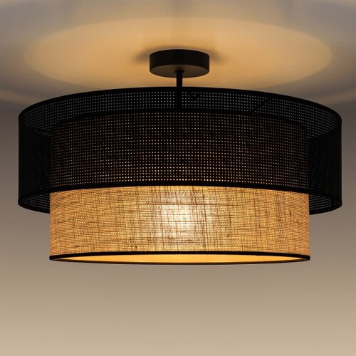  plafonski luster borho, 1xE27/60W/230V, prečnik 40 cm, crna/juta Slike