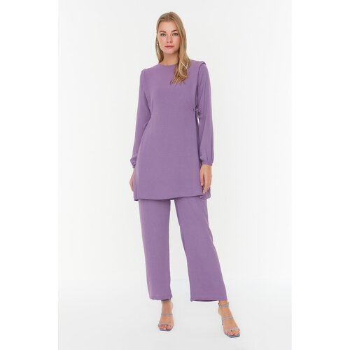 Trendyol Purple Waist Rope Detailed Aerobin Bottom-Top Set Slike