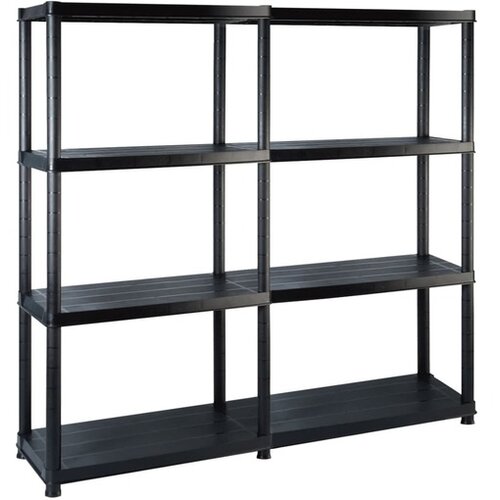  Regal s policami 4-nadstropni črn 122x30,5x130 cm plastika Cene