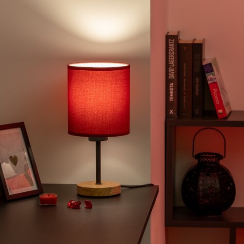  Brilagi - Stona lampa NUBILA WOOD 1xE27/25W/230V hrast/pompejska crvena Slike