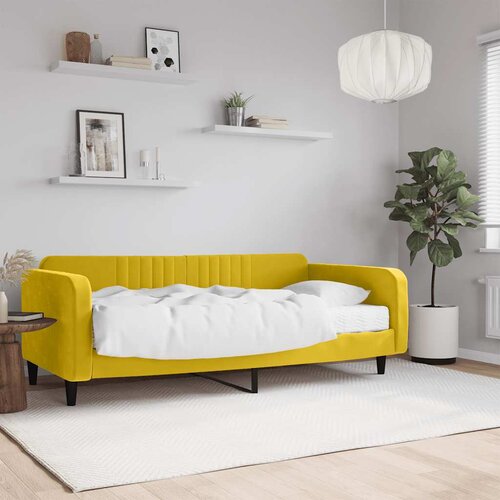  Dnevni krevet s madracem žuti 100 x 200 cm baršunasti Cene