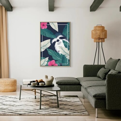  Slika - Sloth in the Tropics (1 Part) Vertical 40x60 U prirodnom drvenom okviru Slike