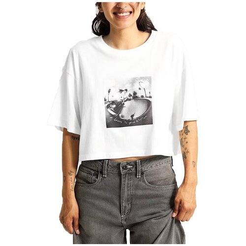 Vans Majice s kratkimi rokavi RHYTHM RELAXED CROP SS Bela Slike