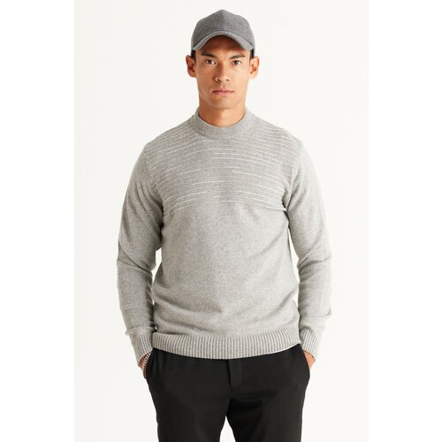 AC&Co / Altınyıldız Classics Men's Gray Standard Fit Normal Cut Half Turtleneck Wool Knitwear Sweater. Cene