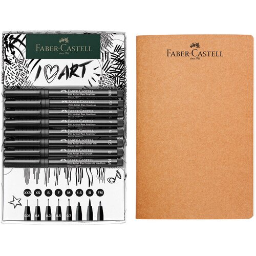  SET PITT ARTIST PEN PLUS SKETCHBOOK PK9 FABER CASTELL 267102 Slike