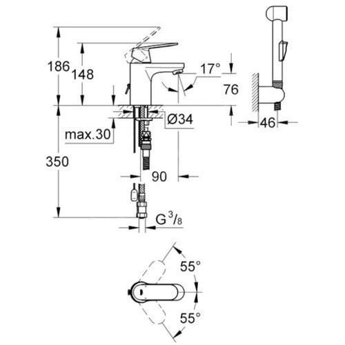 Grohe Eurosmart Cosmopolitan baterija za umivaonik S &amp;ndash; Size 23125000 Slike
