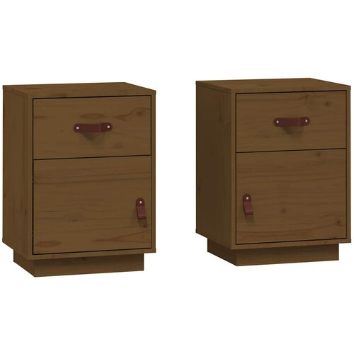Maison Chic Dvo delni komplet Nočne omarice - Nočne mize medeno rjava 40x34x55 cm trdna borovina, (21688454) Slike