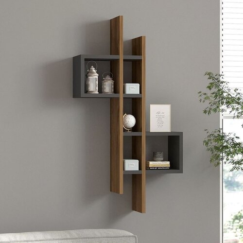 Hanah home Emse - Oak, Anthracite OakAnthracite Wall Shelf OŠTEĆENO Cene