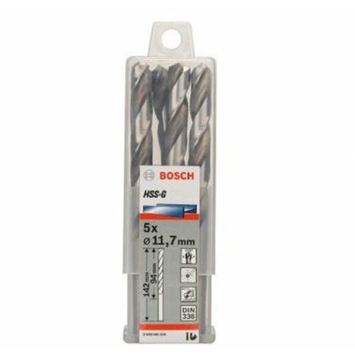 Bosch burgija za metal hss-g, din 338 11,7 x 94 x 142 mm pakovanje od 5 komada Cene