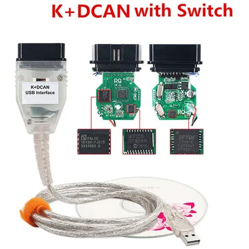 Aermotor BMW K DCAN stikalo, OBDII diagnostični kabel, USB vmesnik, s stikalom, (5000156910) Slike