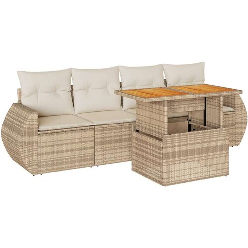 VidaXL 5-dijelni vrtni set sofa s jastucima bež od poliratana Slike