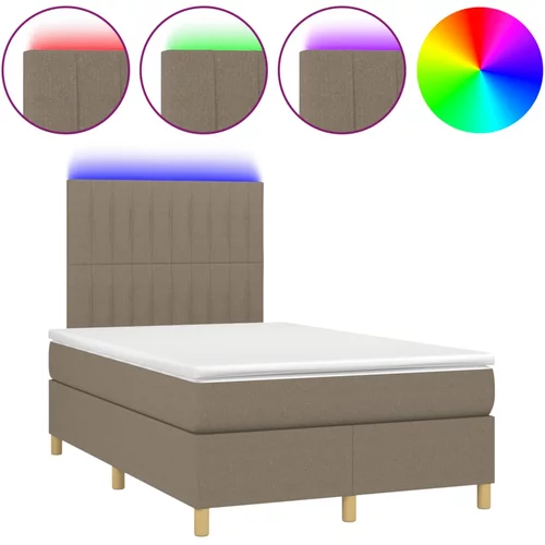vidaXL Box spring postelja z vzmetnico LED taupe 120x190 cm blago, (21111833)