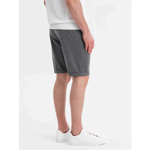 Ombre Men's structured knit elastic waistband short shorts - graphite Cene