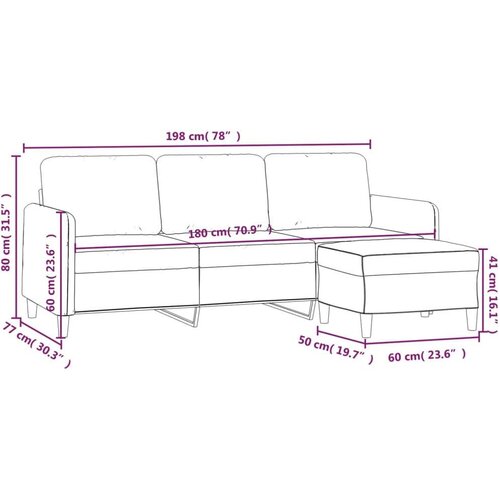  Trosjed s tabureom svjetložuti 180 cm od tkanine Slike