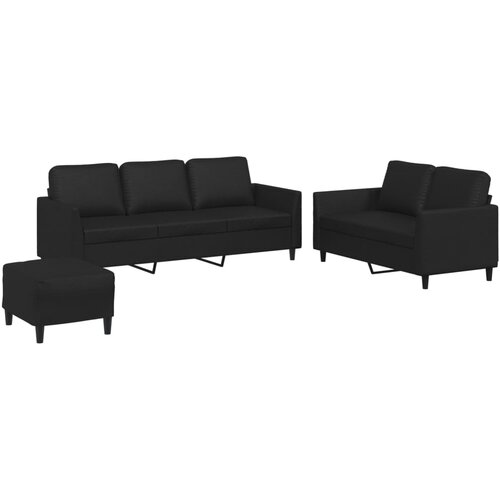 Maison Chic Sedežna garnitura - kavč 3-delna z blazinami črno umetno usnje, (21728898) Cene