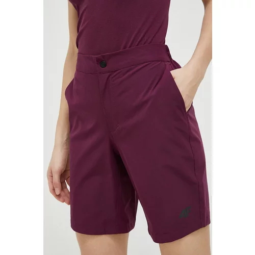 4f Kratke outdoor hlače boja: ljubičasta, glatki materijal, srednje visoki struk