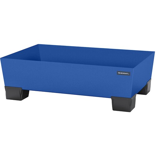 eurokraft pro Jeklena prestrezna kadica z nogami iz umetne mase, DxŠxV 1240 x 815 x 360 mm, modra, brez mrežaste rešetke Cene