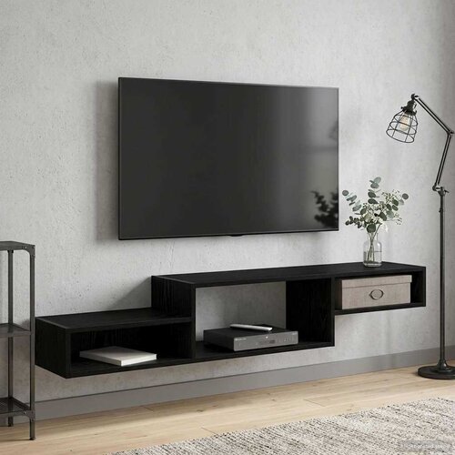 TV ormar za montažu na zid Zidna montaža Crni hrast Slike