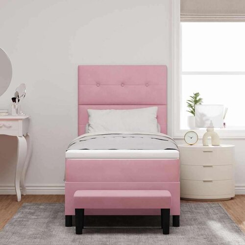 Box spring krevet s madracem Ružičasta 100 x 200 cm Bar&amp;scaron;un - Ružičasta 100 x 200 cm S gumbima Slike
