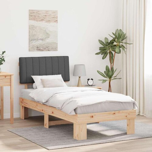 vidaXL Posteljni okvir z oblazinjenim vzglavjem Temno siva 90 x 190 cm Cene