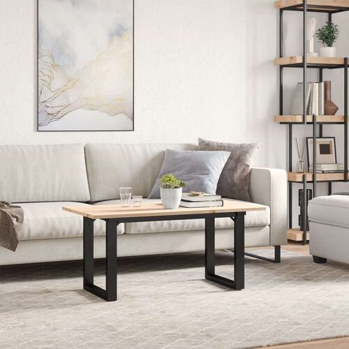 Stolić za kavu O-oblika 100x50x45cm borovina i lijevano željezo Slike