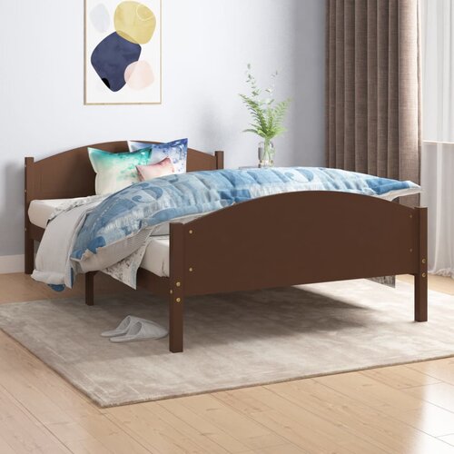 VidaXL Okvir za krevet od masivne borovine tamnosmeđi 120 x 200 cm Slike