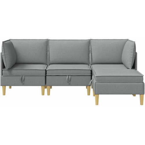  Set namje&amp;scaron;taja za dnevni boravak 4 pcs Svjetlosiva Tkanina Slike