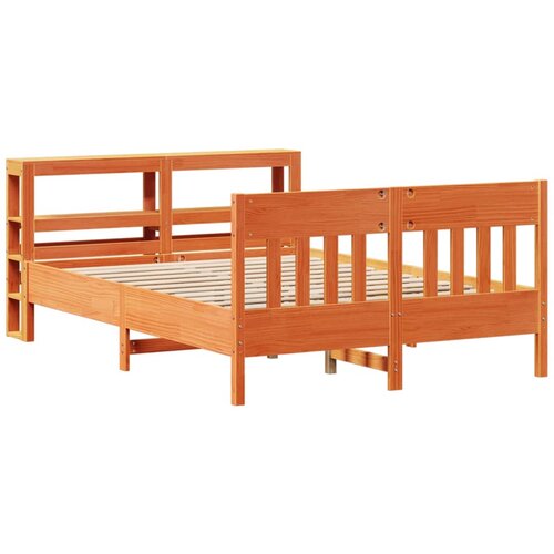 VidaXL Posteljni okvir z vzglavjem vo&amp;scaron;čeno rjava 150x200 cm borovina, (21303559) Slike