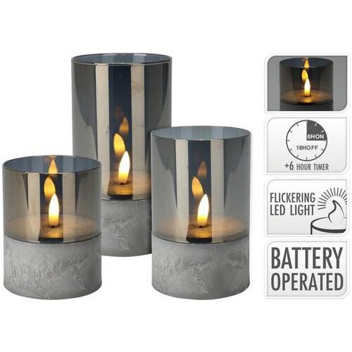  LED SVIJEĆE SET 3/1 STAKLO SIVE Cene
