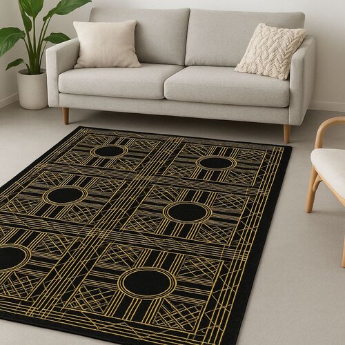 Conceptum Hypnose Tepih HM-CRP25-13, Pravougaoni, 160x230 cm, Crno-žuti Cene