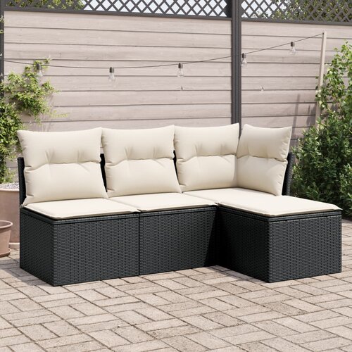 VidaXL 4-dijelni set vrtnih sofa od poliratana s jastucima crni Slike