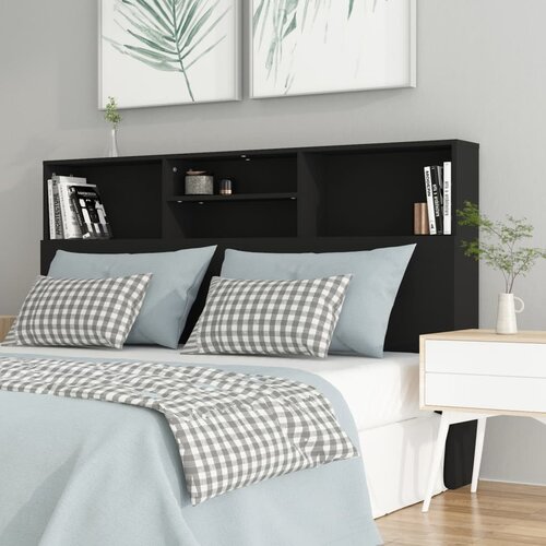 VidaXL Uzglavlje s ormarićem crno 160 x 19 x 103,5 cm Slike