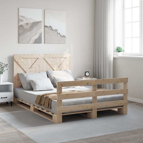  Okvir za krevet s uzglavljem 160 x 200 cm od masivne borovine Cijene