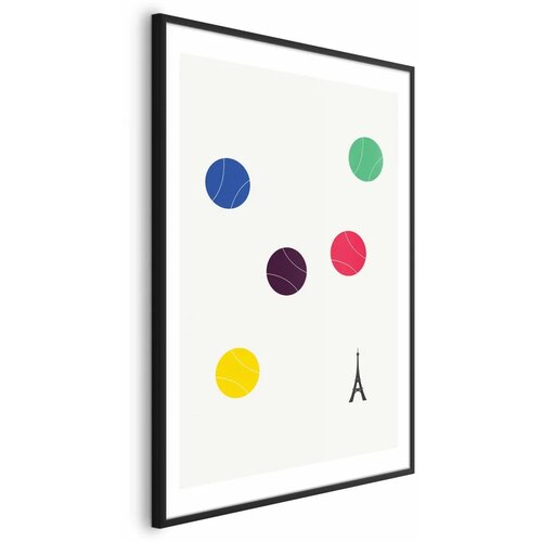  Plakat - Eiffel Tower and Colorful Tennis Balls 21x30 Crni okvir s margom Cene