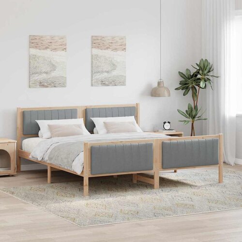  Okvir kreveta s uzglavljem Smeđa i svijetlo siva 180 x 200 cm Cene