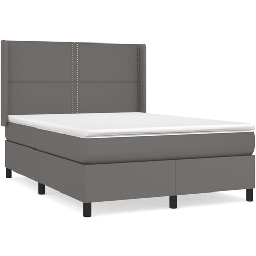 Maison Chic Box spring postelja - Vzmetna postelja z vzmetnico siva 140x190 cm umetno usnje SL7708, (21906491) Cene