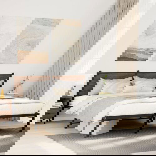 Furnova Kovinski posteljni okvir brez vzmetnice dimljen hrast 140x200cm, (21935566) Slike