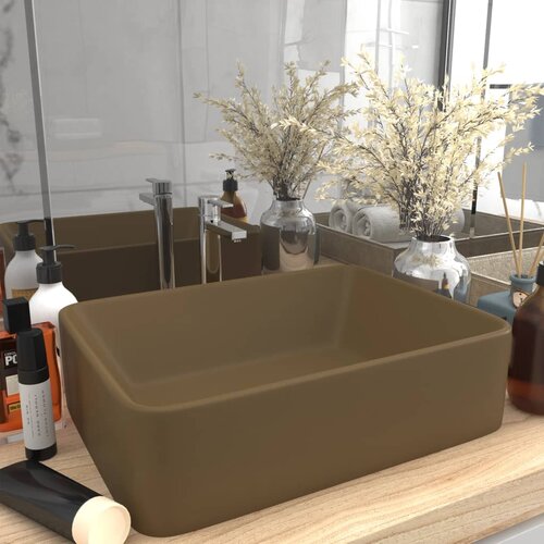 vidaXL Razkošen umivalnik mat krem 41x30x12 cm keramičen Cene