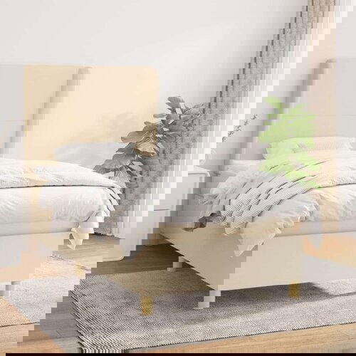  Box spring postelja z vzmetnico krem 100x200 cm blago, (20897076) Slike
