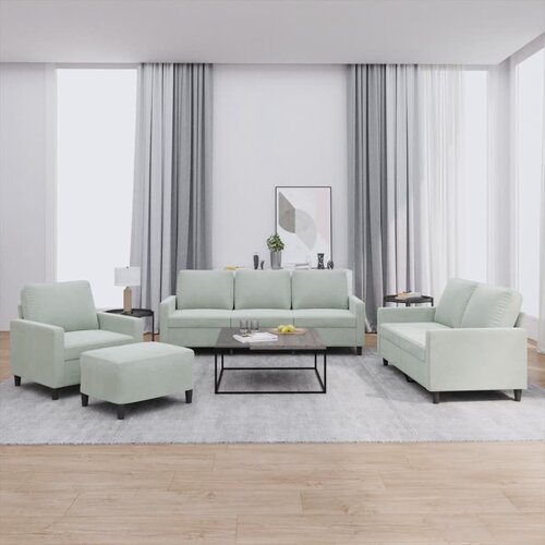  4-dijelni set sofa s jastucima svjetlosivi baršunasti Cene