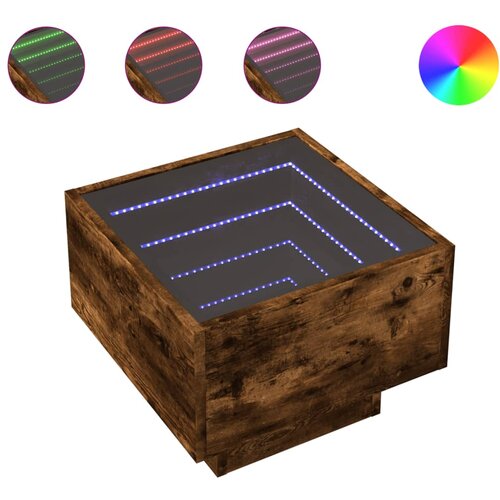 Maison Chic Nočna mizica - Nočna omarica - Nočna miza z neskončnimi LED dimljeni hrast 40x40x30 cm, (21688386) Slike