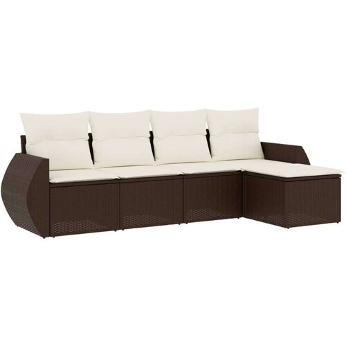 VidaXL 5-dijelni set vrtnih sofa s jastucima poliratan smeđi Slike