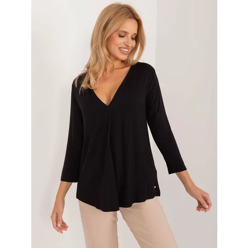 Fashion Hunters Black women's blouse with 3/4 sleeves SUBLEVEL