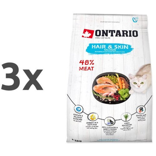 Ontario Cat Hair & Skin - losos 3 x 2 kg Cene