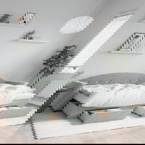 VidaXL Izvlečna dnevna postelja s predali svetlo siva 80x200 cm žamet Slike