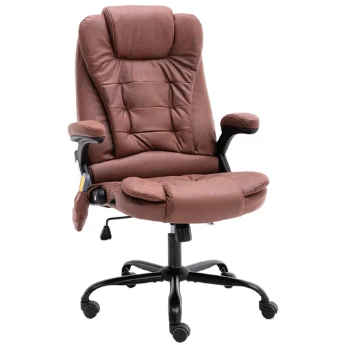 vidaXL Masažna uredska stolica od umjetne brušene kože svjetlosmeđa